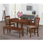East West Furniture NOFK5C-MAH-C 5 Piece Set Includes a Rectangle Kitchen Table with Butterfly Leaf and 2 Linen Fabric Dining Chairs with 2 Benches, 32x54 Inch