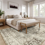 Lahome Beige Washable Rugs For Living Room 8 X 10 Large Living Room Rug Indoor Carpet,Boho Vintage Distressed Non-Slip Low-Pile