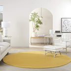 Nourison Essentials Indoor/Outdoor Yellow 8' X Round Area -Rug, Easy -Cleaning, Non Shedding, Bed Room, Living Room, Dining Room, Backyard, Deck, Patio (8 Round)