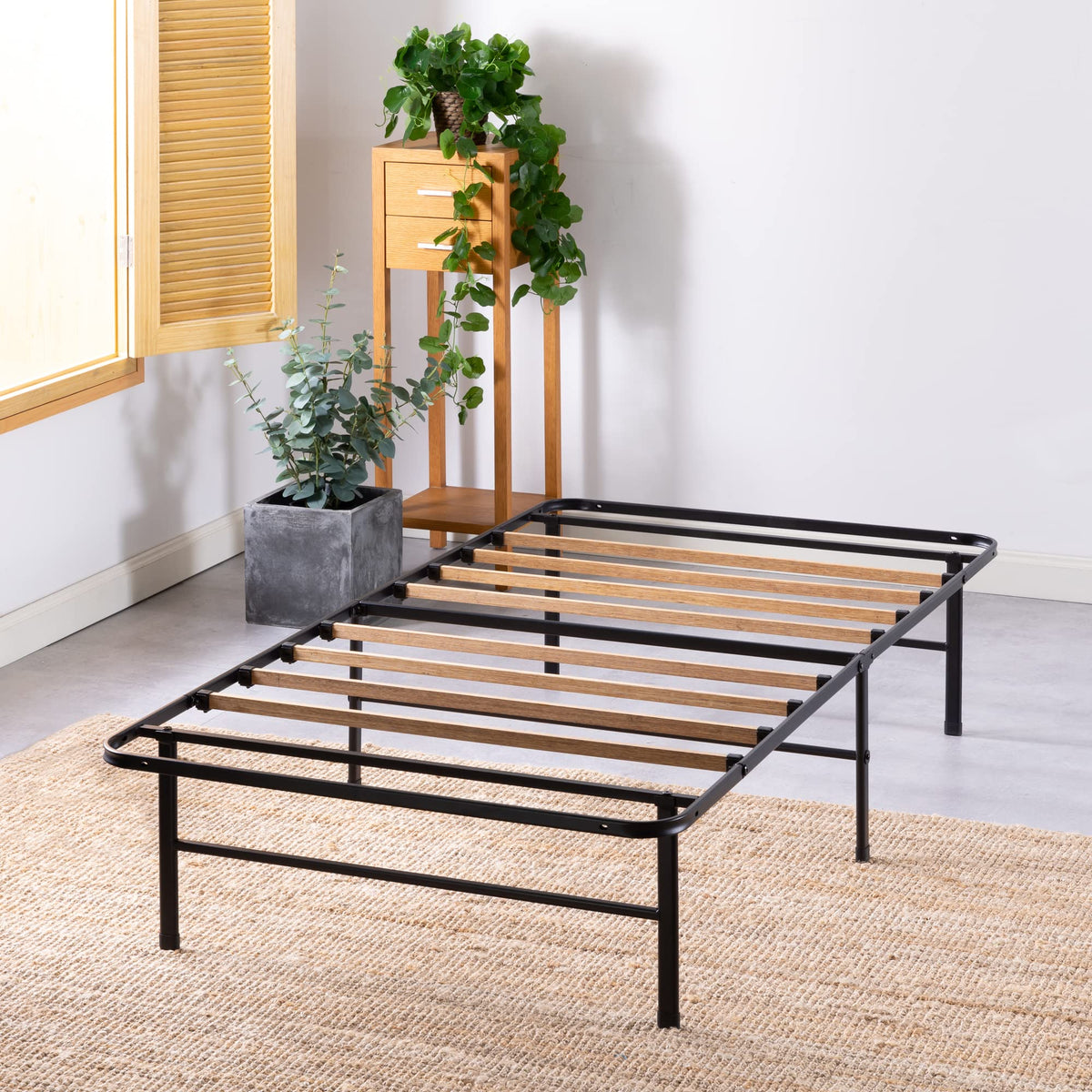 Zinus Smartbase Essential Mattress Foundation With Bamboo Slats, Metal Platform Bed Frame, Sustainable Bamboo Slat Support, No Box Spring Needed, Easy Assembly, Twin