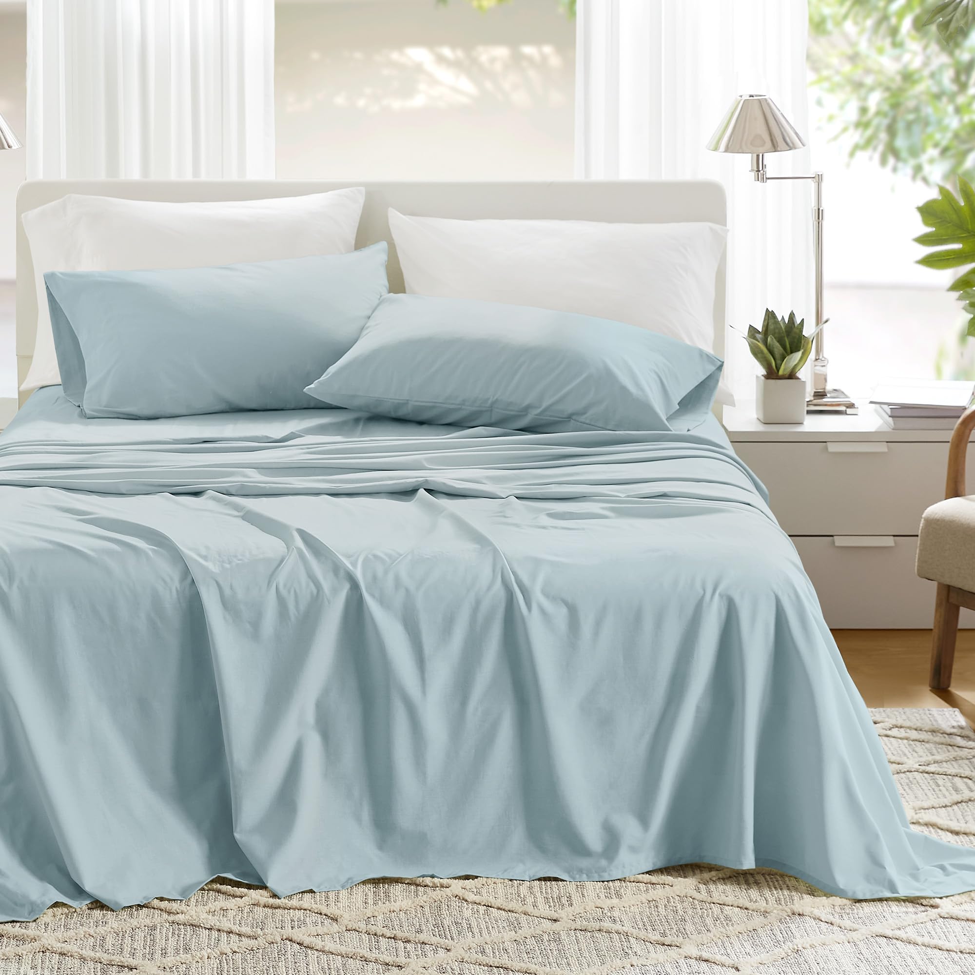 Comfort Spaces 100% Cotton Sheets King, Breathable & Soft Cotton Sheets, Naturally Cool Cotton Bed Sheets With 14' Elastic Pock