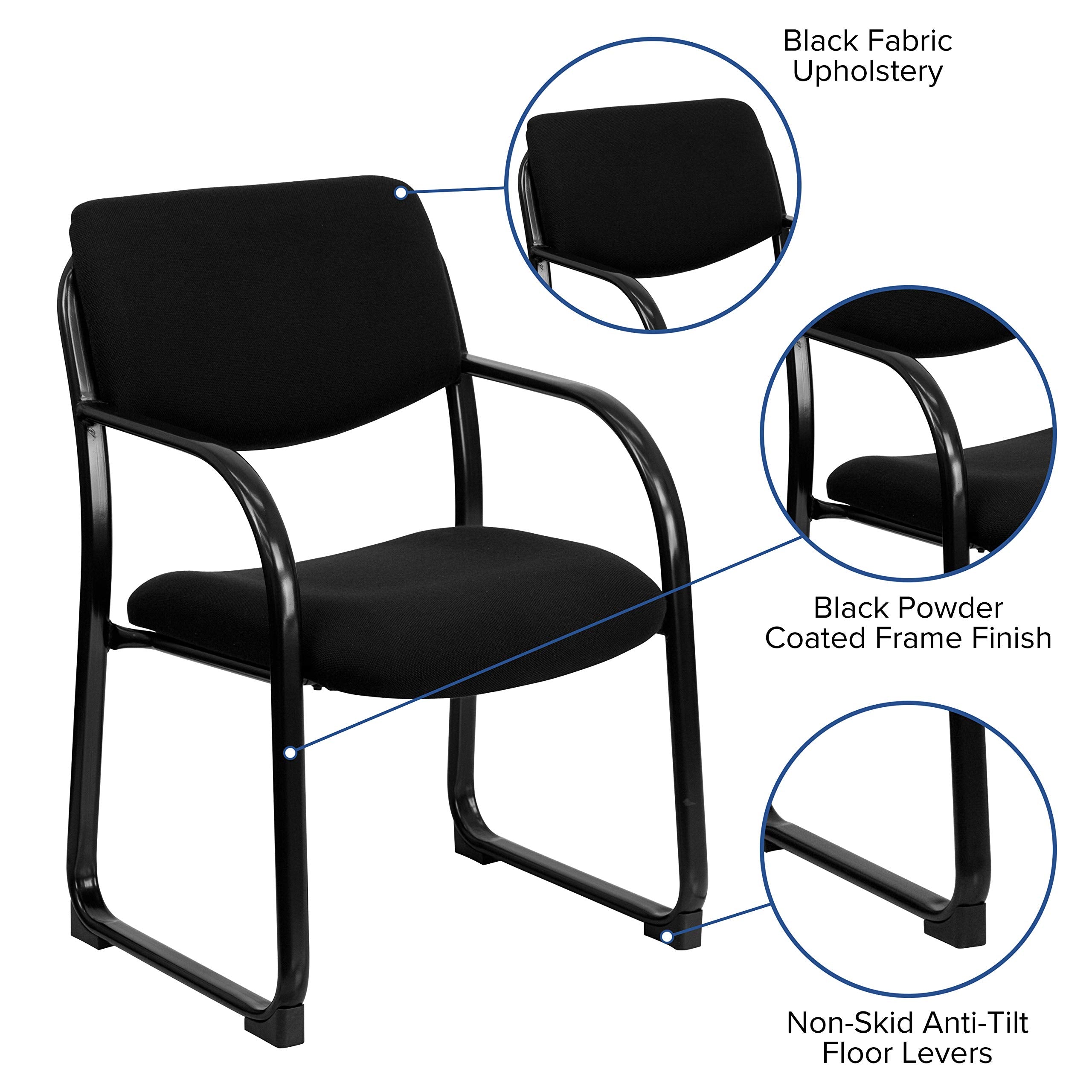 Flash Furniture Richie Black Fabric Executive Side Reception Chair with Sled Base