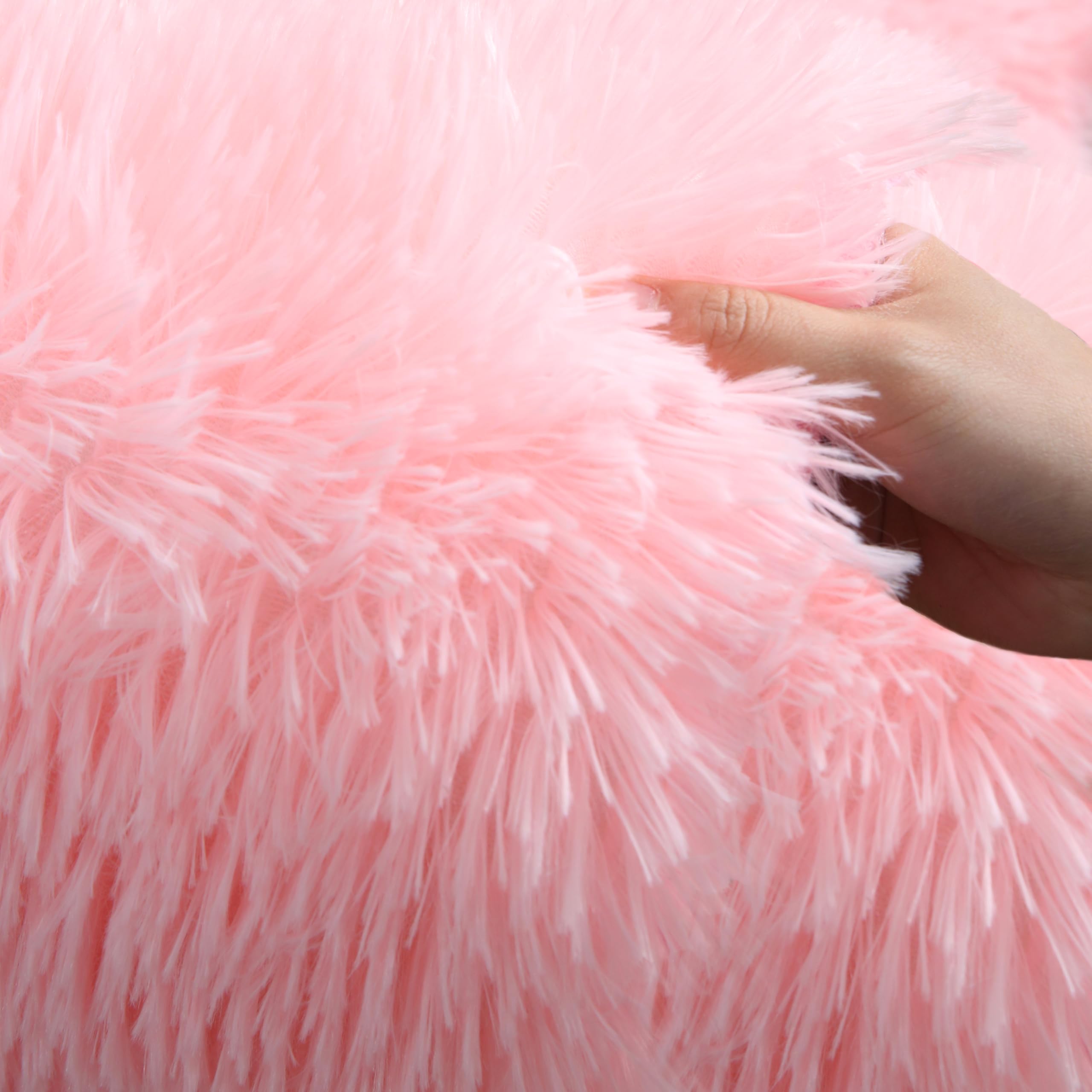 Kchowua 4X6 Pink Thick Fluffy Shag Rugs For Bedroom Girls,Machine Washable Soft Shaggy Fuzzy Throw Cute Small Area Rug For Livin