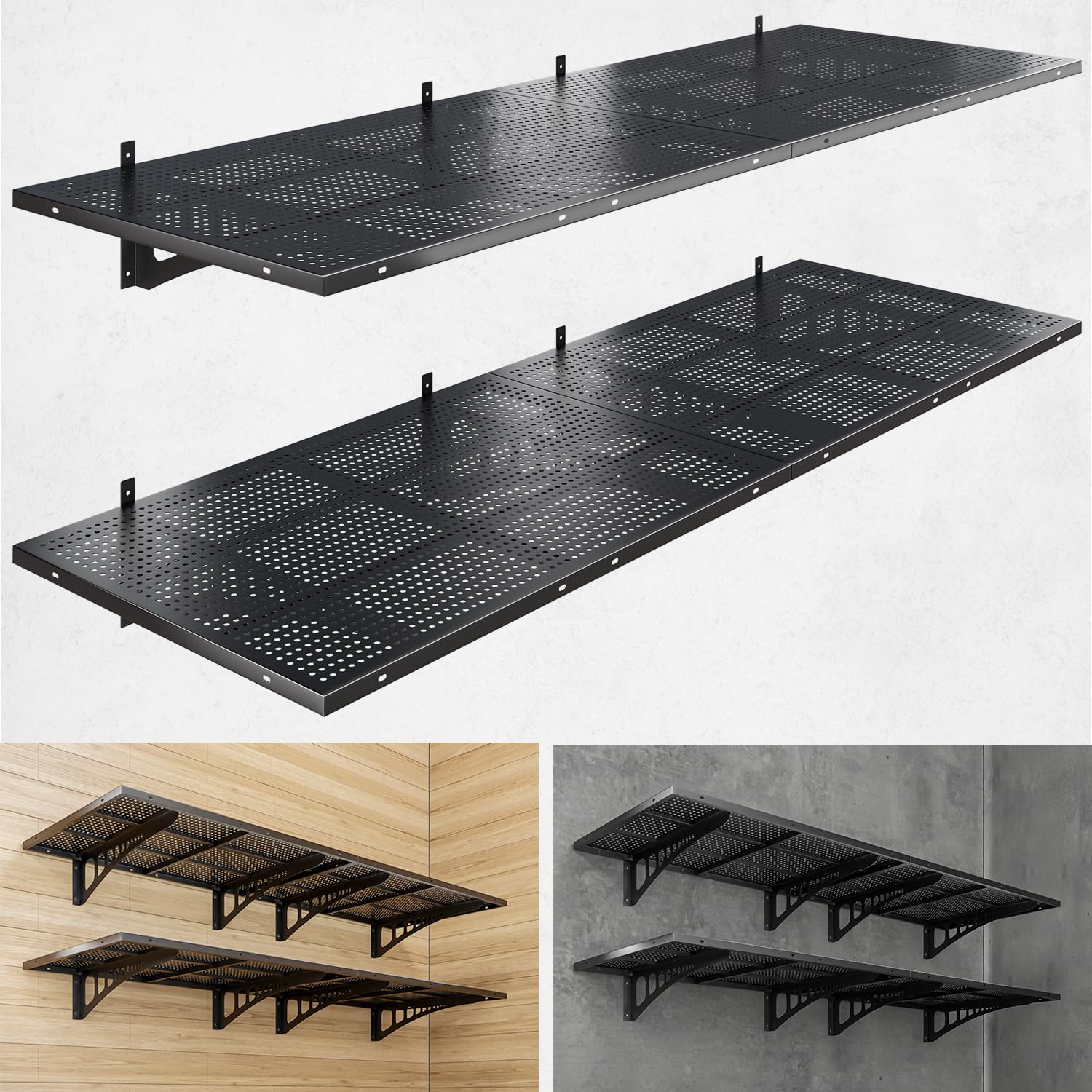 YIFRO 4-Pack 2x3ft Heavy Duty Garage Wall Shelving, 1000 lbs Load Capacity, Garage Shelving Wall Mounted, Garage Storage Rack wi