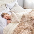 Gonaap Fuzzy Faux Fur Throw Blanket Queen Size Tie-Dye Beige Super Soft Cozy Plush Fuzzy Shaggy Blanket For Couch Sofa Bed (Tie-
