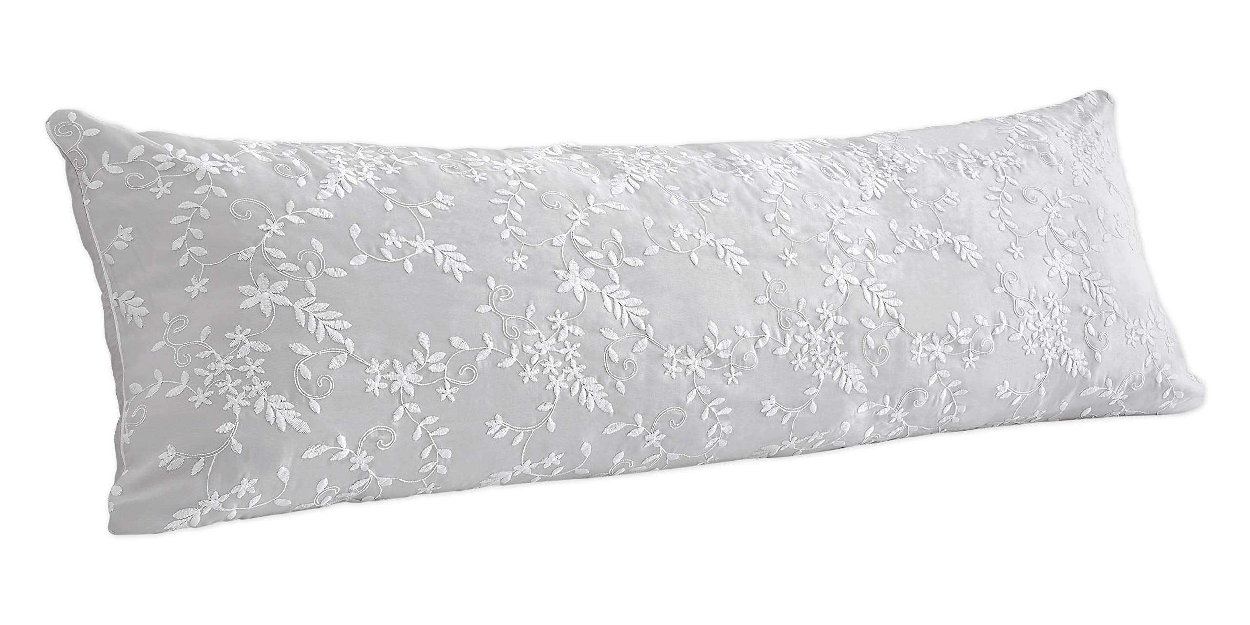 Sweet Jojo Designs Grey Floral Vintage Lace Body Pillow Case, 54 in. x 20 in.
