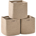 ICERZCZ 13 Inch Cube Closet Storage Bins 13x13x13 in, Mixed Brown Pack of 3