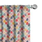 Ambesonne Geometric Window Curtains Pack of 2, Raindrops Doodle Style Creative Leaf Shaped Colorful Girls Theme, Lightweight Set