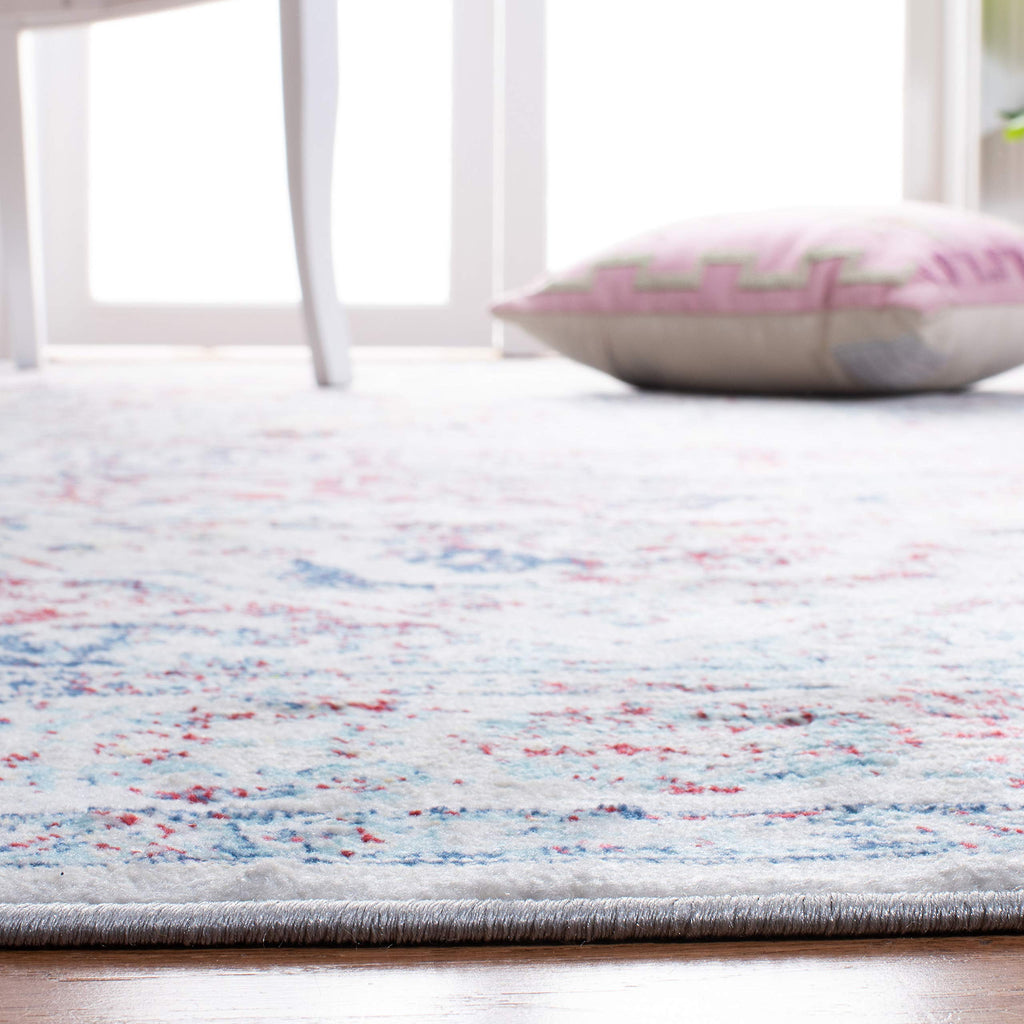 Safavieh Brentwood Collection Runner Rug - 2' X 10', Ivory & Blue, Medallion Distressed Design, Non-Shedding & Easy Care, Ideal