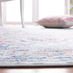 Safavieh Brentwood Collection 6'7'' Square Ivory/Blue Bnt832B Medallion Distressed Non-Shedding Living Room Bedroom Area Rug
