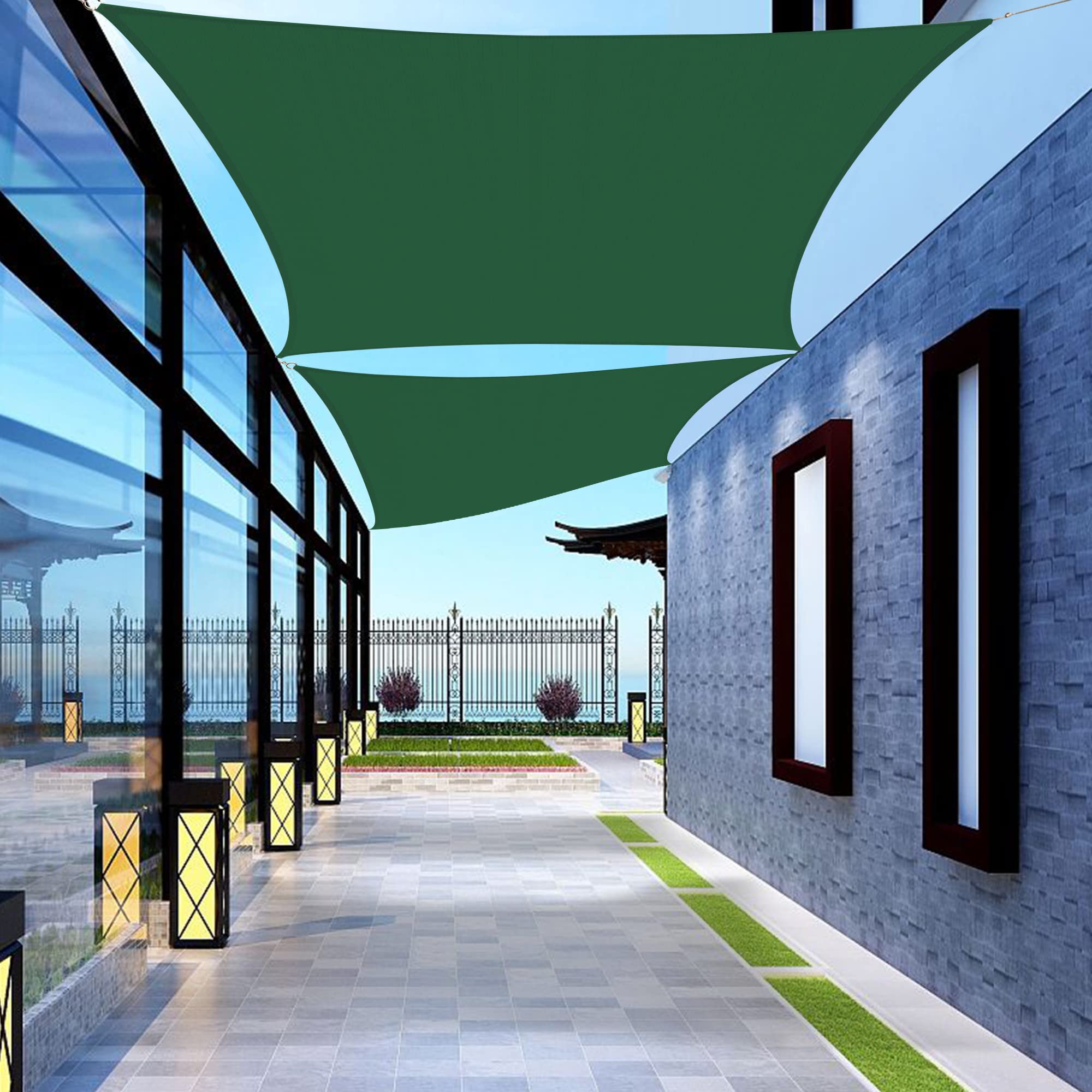 Shadewiz Custom Size 7' X 11' Green Rectangle Sun Shade Sail Canopy Awning For Patio Backyard Lawn Garden Outdoor Activities Com