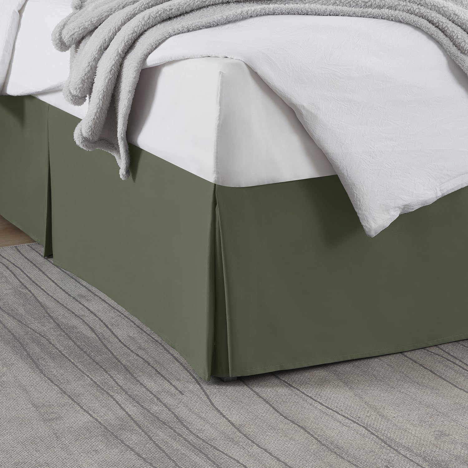 Nestl Olive Green Twin Bed Skirt - Twin Size Bed Skirt 14 Inch Drop - Brushed Microfiber Bed Skirts - Hotel Quality Pleated Bed Skirt - Shrinkage & Fade Resistant