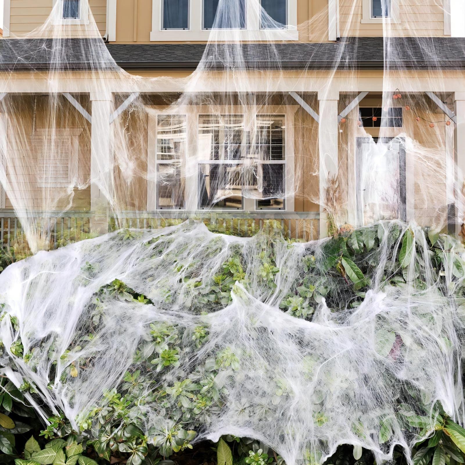 1400 Sqft Halloween Spider Webs Decorations With 150 Extra Fake Spiders, Super Stretchy Cobwebs For Halloween Decor Indoor And O