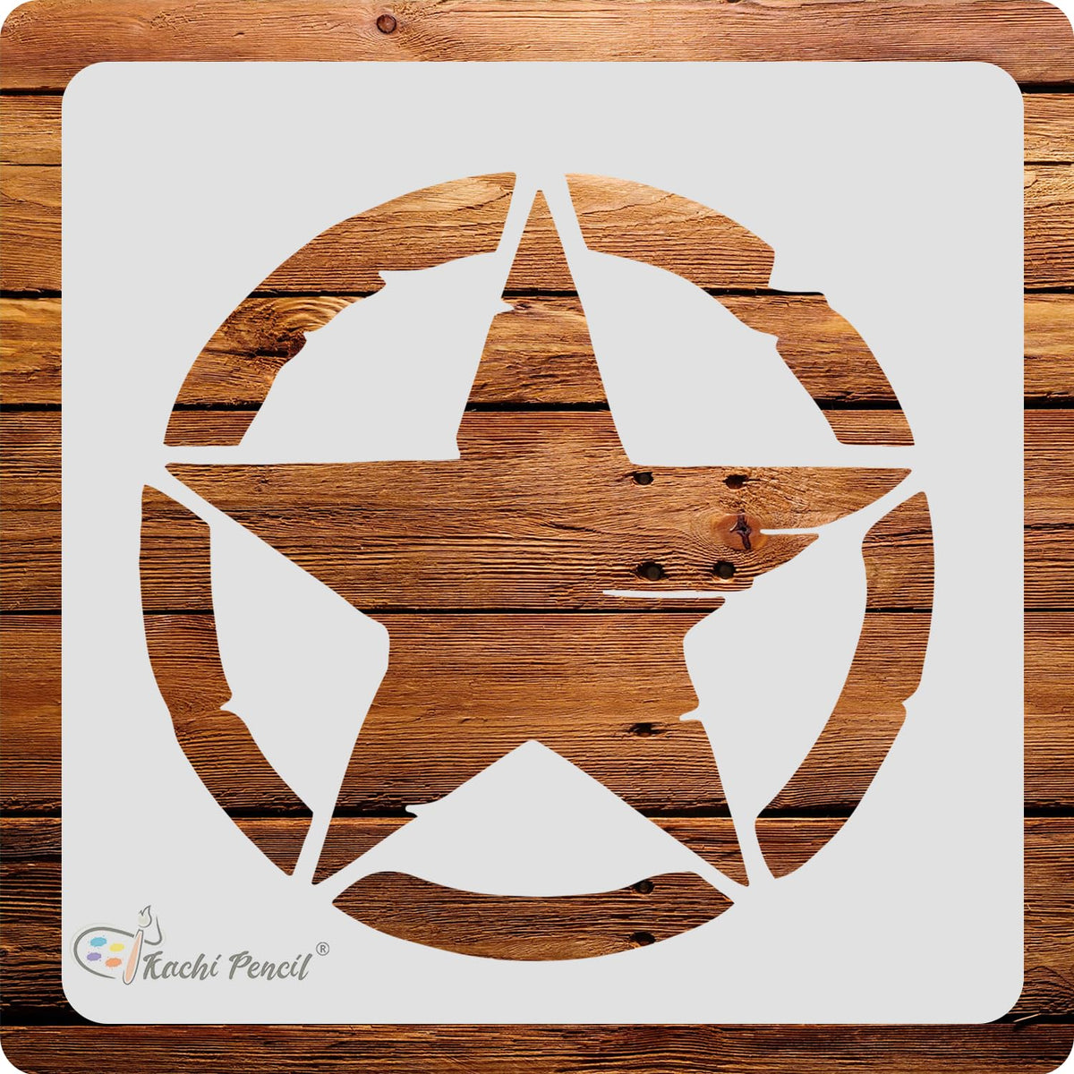 Kachi Pencil Star Craft Stencil for Art and Painting, Size 6 x 6 inch Reusable Stencil for Painting, Fabric, Glass, Wall Paintin