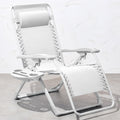 Best Choice Products Adjustable Zero Gravity Chair, Monochromatic Color Folding Patio Recliner W/Side Tray, Headrest - Snow
