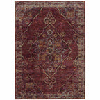 HomeRoots 510046 8 x 10 ft. Red & Gold Oriental Power Loom Stain Resistant Rectangle Area Rug