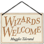 Open Road Brands Harry Potter Wall Decor - Double Sided, Small, Black/Cream - Wizards Welcome, Muggles Tolerated, Wizardry at Work