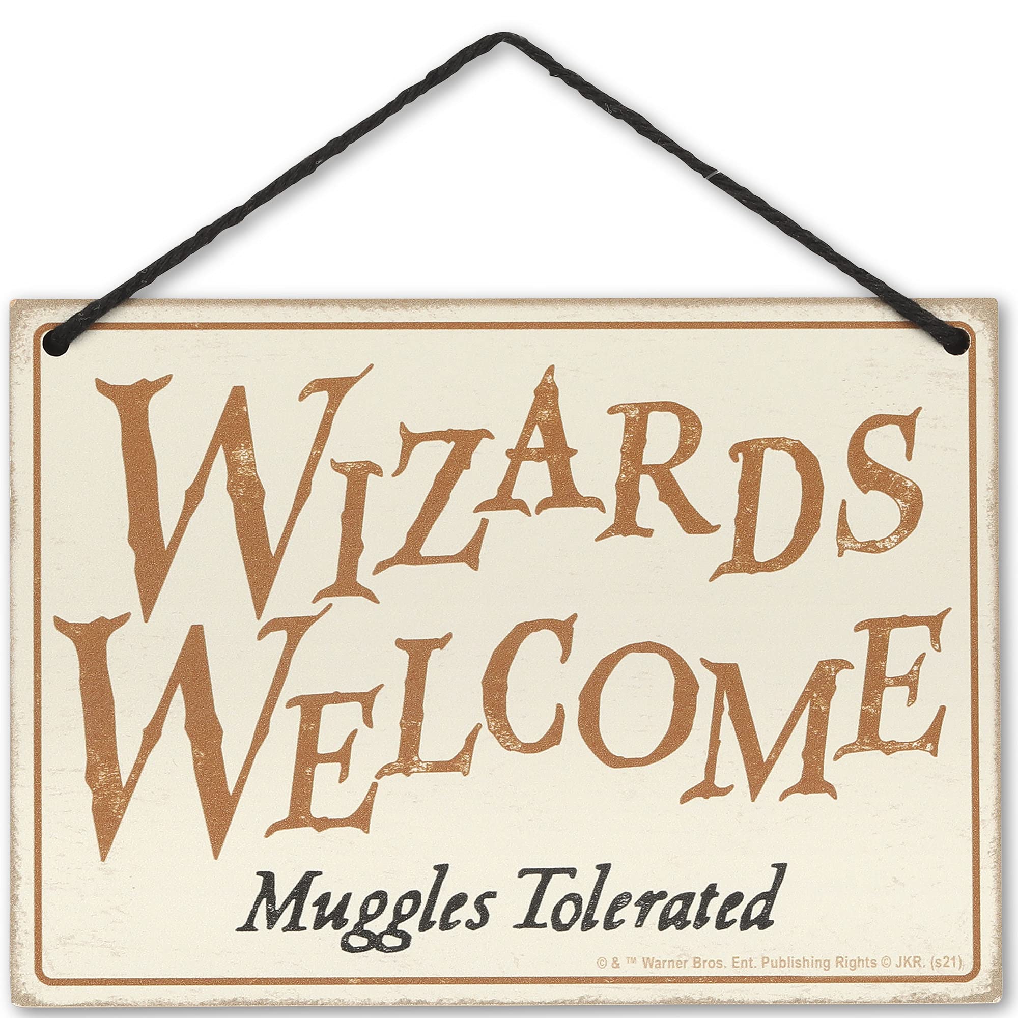 Open Road Brands Harry Potter Wall Decor - Double Sided, Small, Black/Cream - Wizards Welcome, Muggles Tolerated, Wizardry at Work