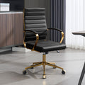 Okeysen Gold Office Desk Chair, Ergonomic Leather Modern Conference Room Chairs, Executive Ribbed Height Adjustable Swivel Rolli