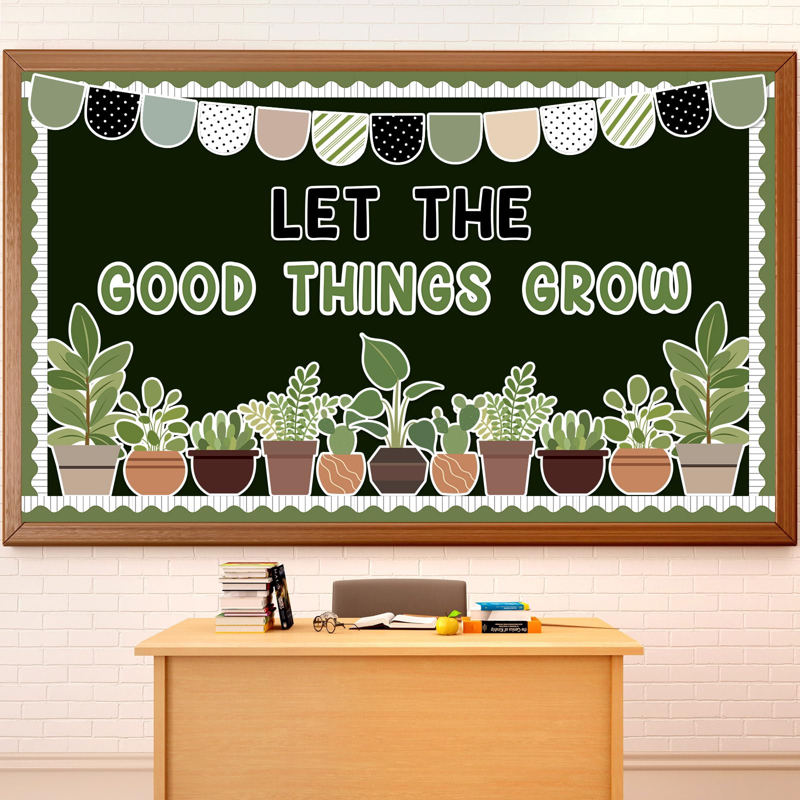 Zoiiwa Spring Potted Plant Bulletin Board Set Spring Greenery Classroom Bulletin Board Decoration Motivational Plant Cutouts Let