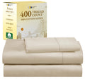 California Design Den Beige Twin Xl Sheets Set, 400 Thread Count 100% Cotton Sateen, Soft & Breathable, Cooling Beige Sheet, Dee