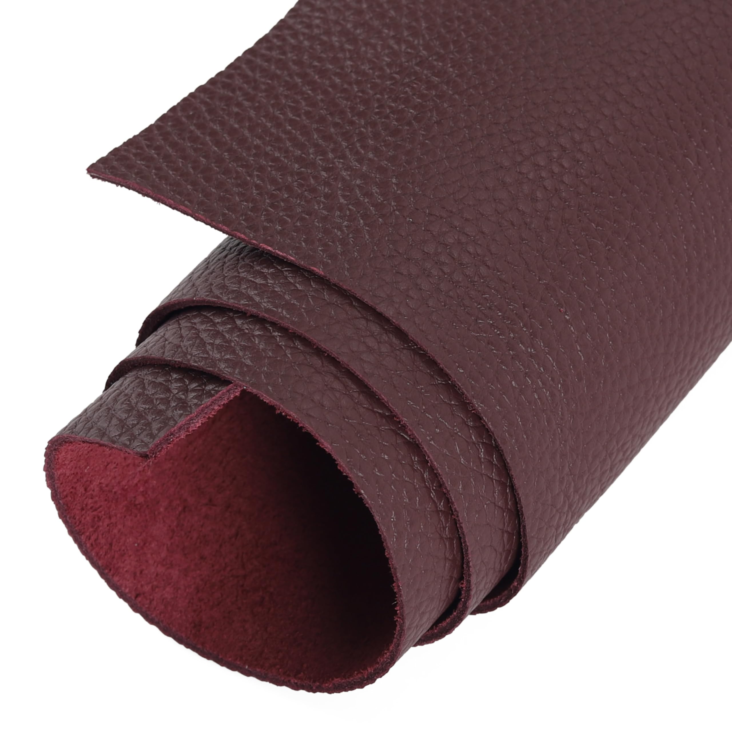Shkira 12'X24' 2.0Mm Genuine Burgundy Brown Leather Sheets For Craft - Natural Grain Cow Leather - Tooling Leather Square - Te
