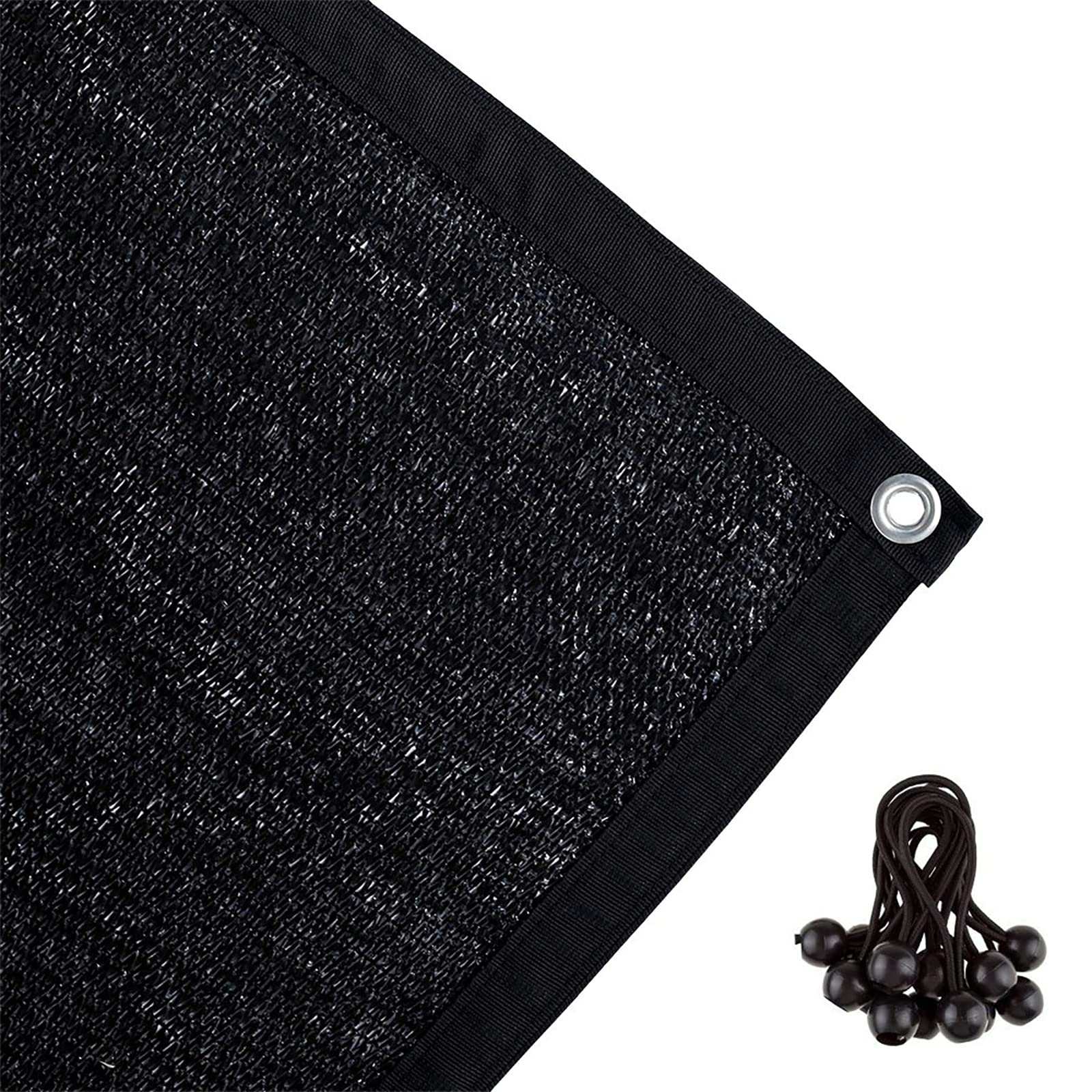 Shatex 90% Shade Fabric 6' X 10' Sun Shade Cloth With Grommets For Pergola Cover Canopy, Black, 12 Bungee Balls