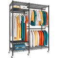 Raybee 79 H Clothes Rack Heavy Duty Clothing Rack with Wheels Loads 650LBS, Clothing Racks for Hanging Clothes Rolling Clothes R
