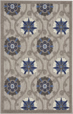 HomeRoots Grey/Blue 100% Polypropylene 3’ x 4’ Gray and Blue Indoor Outdoor Area Rug