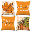 Yujun 4 Pack Fall Pillow Covers Decoration,18X18In Buffalo Plaid Farmhouse Pumpkin Maple Leaves Thanksgiving Fall Throw Pillows