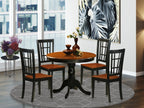 East West Furniture ANNI5-BLK-W 5 Piece Dining Table Set for 4 Includes a Round Kitchen Table with Pedestal and 4 Kitchen Dining Chairs, 36x36 Inch, Black & Cherry