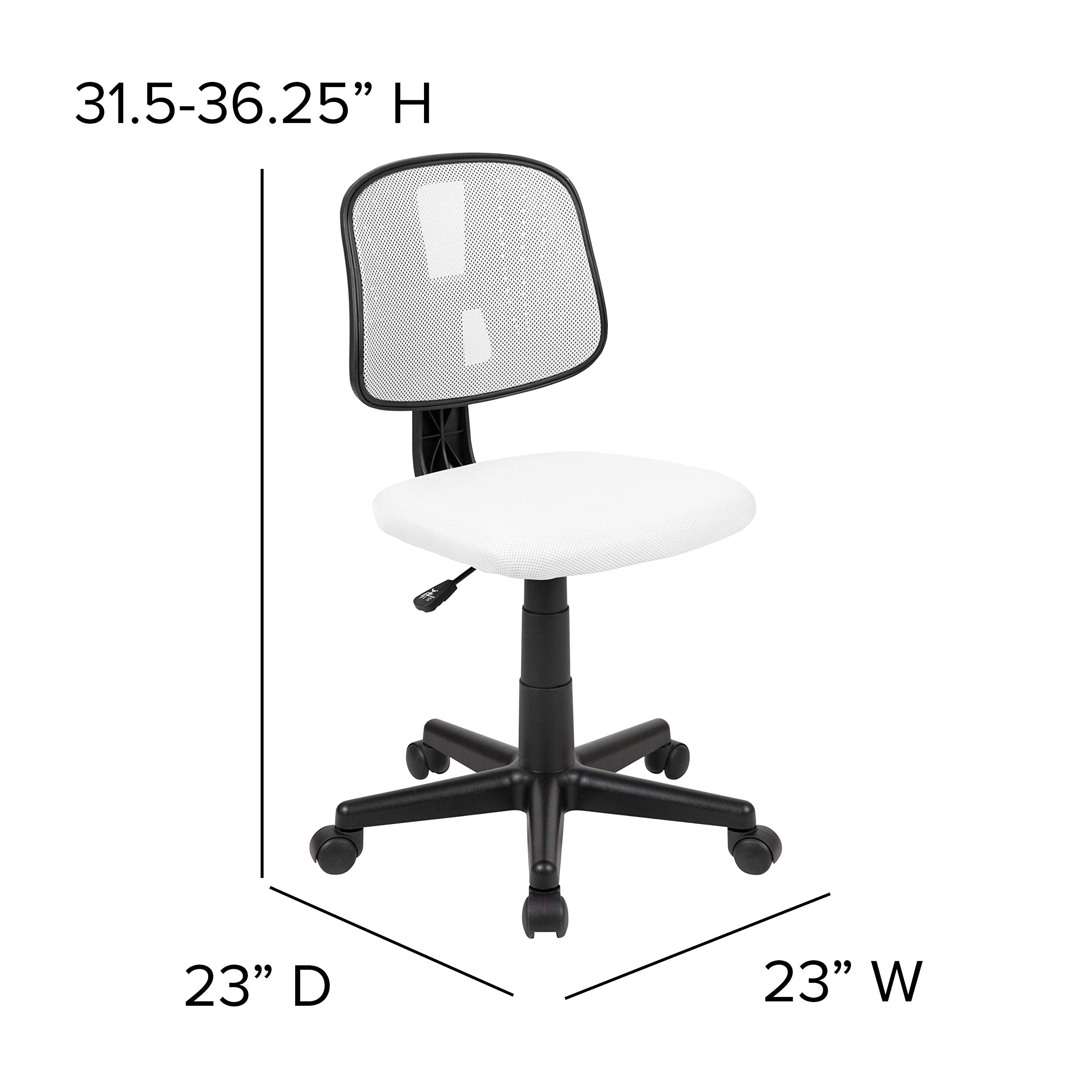 Flash Furniture Flash Fundamentals Mid-Back Swivel Task Office Chair With Pivot Back, Height-Adjustable Ergonomic Mesh Office Desk Chair, White