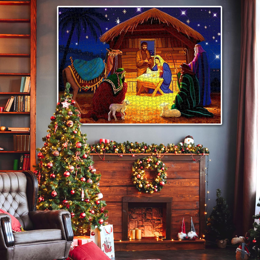 Christmas Advent Calendar 2024 Nativity Jigsaw Puzzles 1000 Pieces For Adults, 24 Days Christmas Countdown Calendar For Women Me