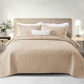 Exclusivo Mezcla Soft Quilt Set King Size, 3 Pieces Lightweight Quilts Brich Beige Bedspreads Coverlets Bedding Set For All Seas