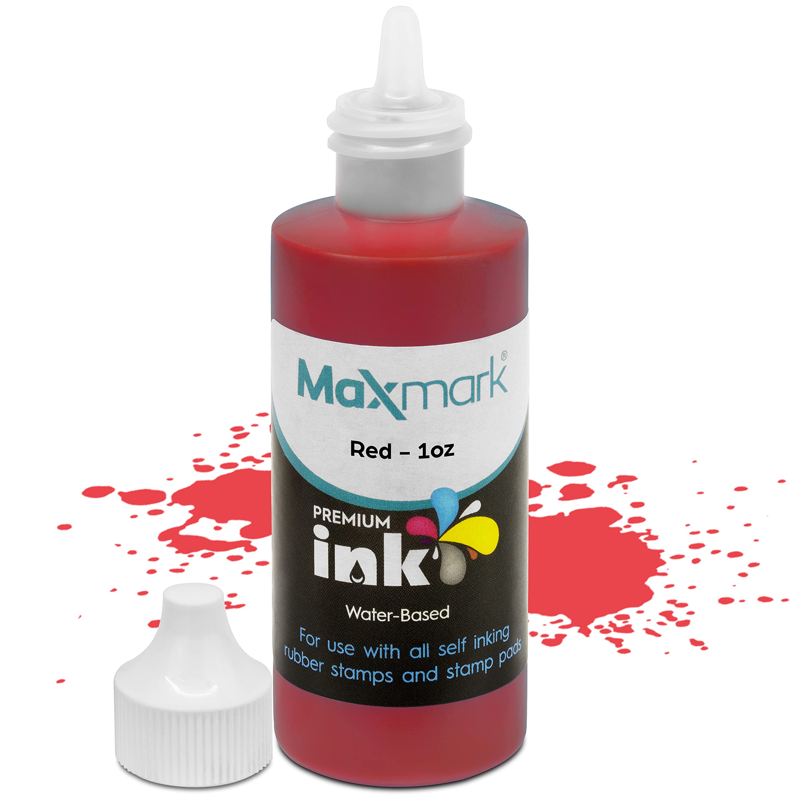 Maxmark Premium Refill Ink For Self Inking Stamps And Stamp Pads, Red Color - 1 Oz.