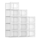 Songmics Shoe Boxes, Pack Of 12 Shoe Storage Organizers, Stackable Clear Plastic Boxes For Closet, Sneakers, 9.9 X 13.7 X 7.4 Inches, Fit Up To Us Size 13, Transparent And White Ulsp12Mwt