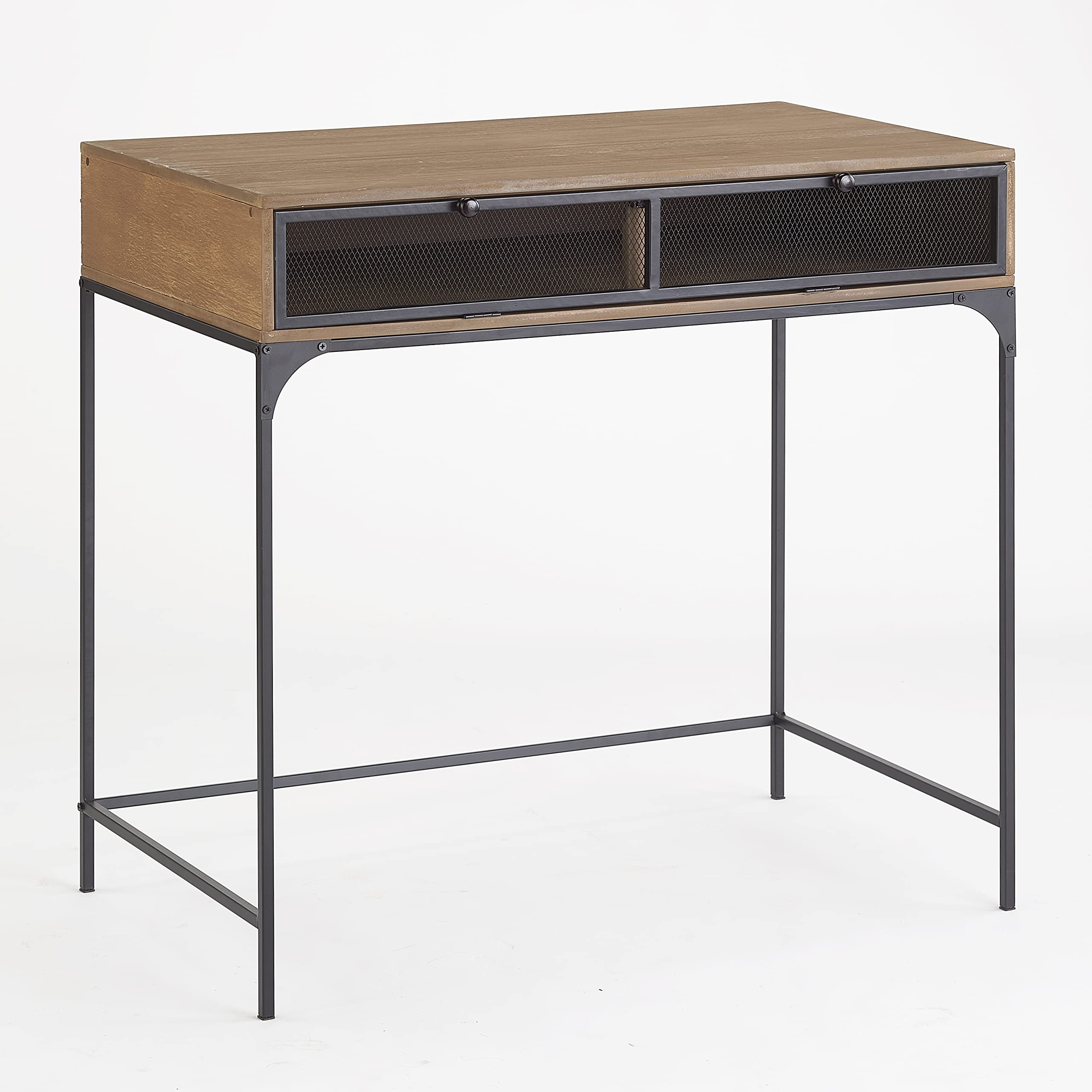 Industrial Farmhouse Style Desk with Storage - Walnut