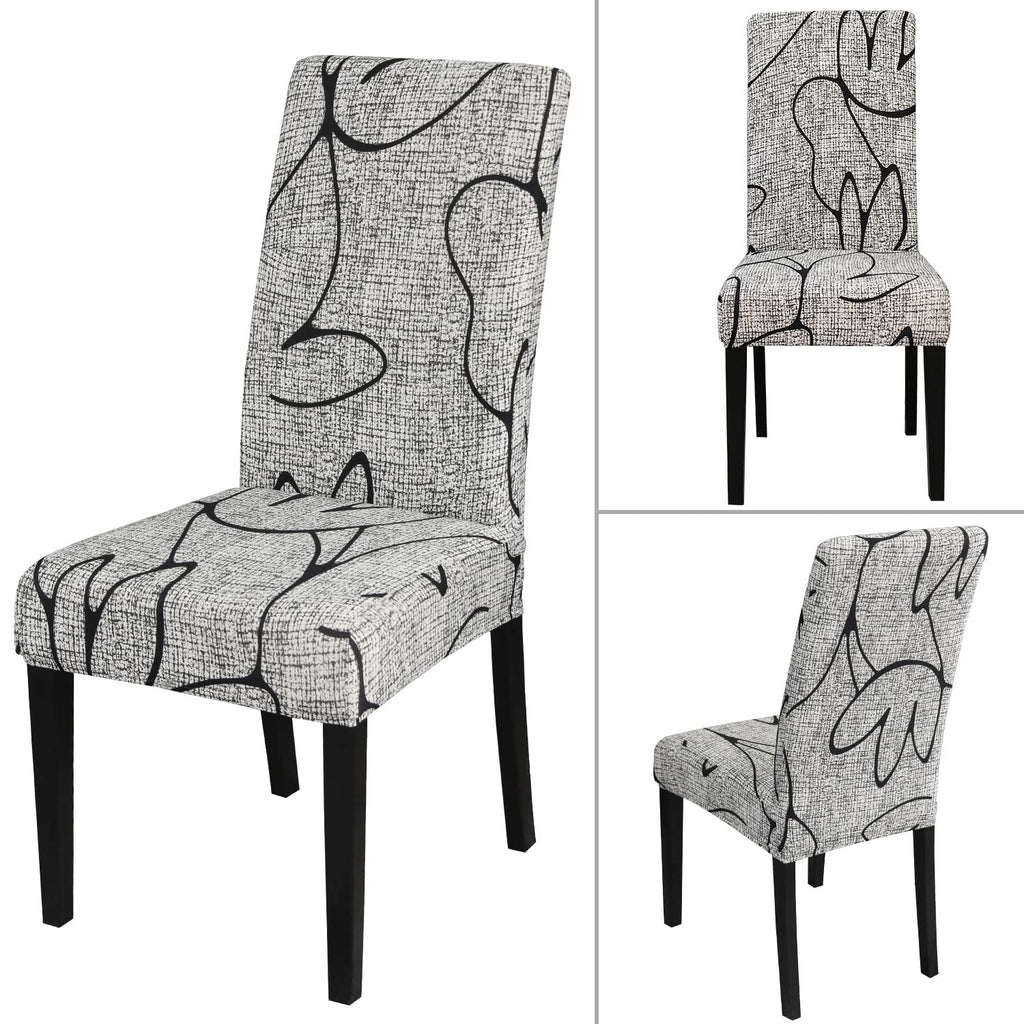 Jqinhome Pattern Chair Covers For Dining Room Set Of 6, High Stretch Removable Washable Parsons Chair Slipcover For Home Party Hotel Wedding Ceremony (6Pcs, Lotus Gray)