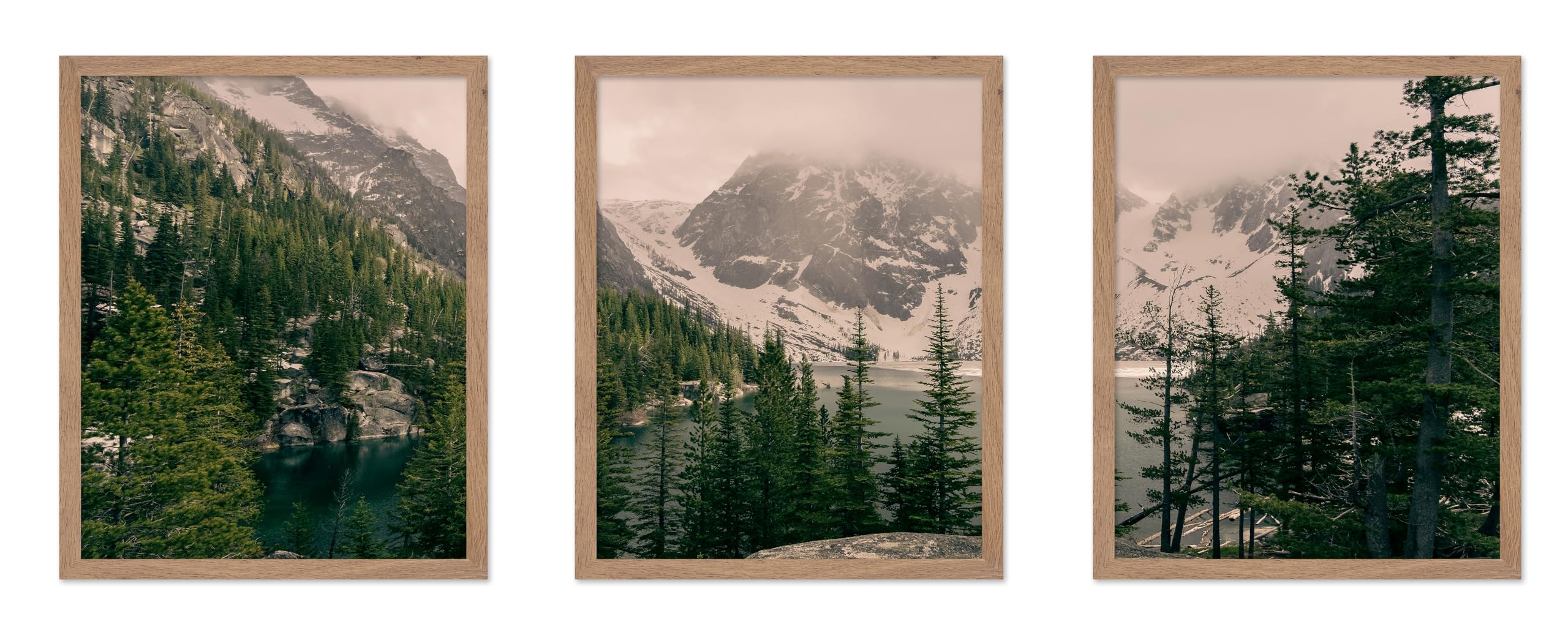 Poster Master 3-Piece Photograph Poster - Modern Print - Natural, Landscape, Lake, Mountain, Forest, Wilderness, Trees - Gift fo