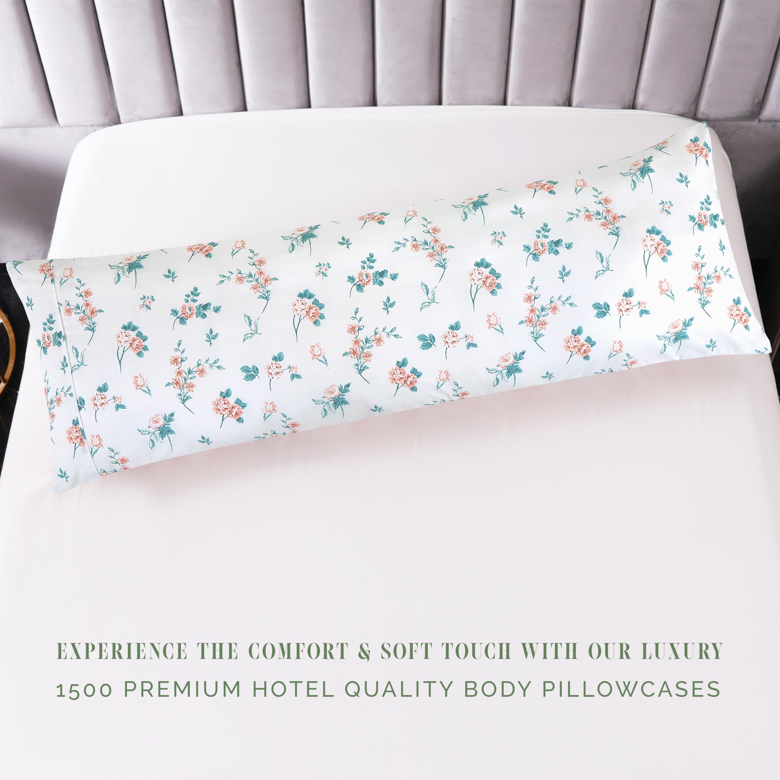 Elegant Comfort Ultra Soft 1-Piece Set Floral Print Pillowcases - 1500 Premium Hotel Quality Microfiber, Soft And Smooth Hidden Zipper Closure 1-Piece Pillow Covers - Body Pillowcase, Pink Celia