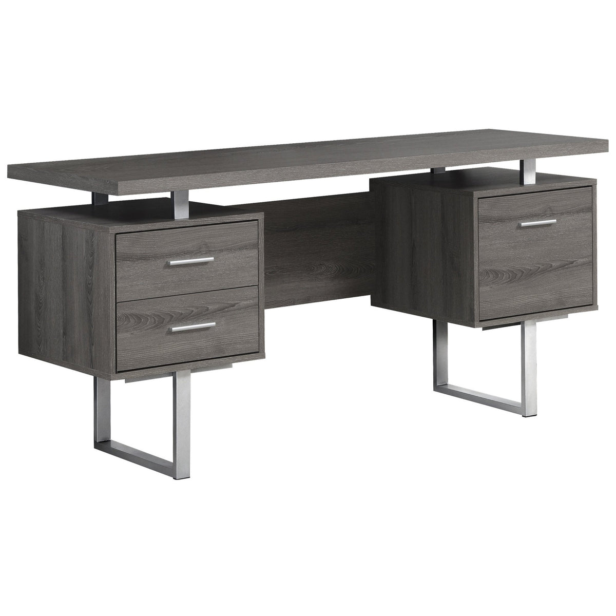 Dark Taupe Reclaimed-Look/Silver Metal 60&quot;L Office Desk