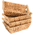 OEHID Small Wicker Baskets for Organizing, Water Hyacinth Wicker Storage Basket with Handle, Pantry Baskets for Shelves, Toilet 