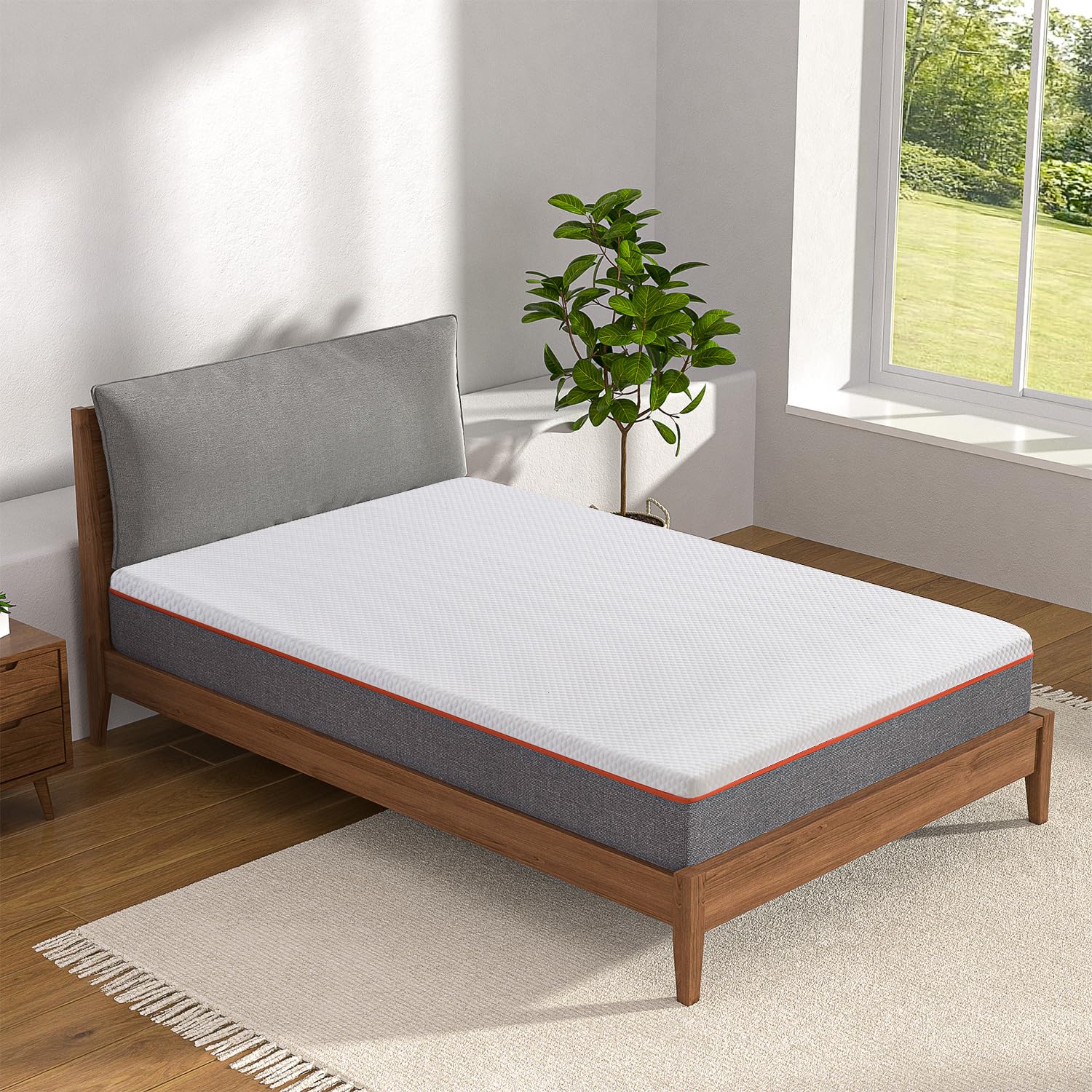 VECELO Charcoal Infused Memory Foam Twin Mattress 8 Inch, Medium Firm Twin Size Bed Mattress with Washable Cover for Twin Bed Fr