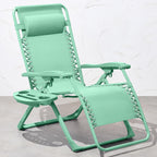 Best Choice Products Adjustable Zero Gravity Chair, Monochromatic Color Folding Patio Recliner W/Side Tray, Headrest - Mint