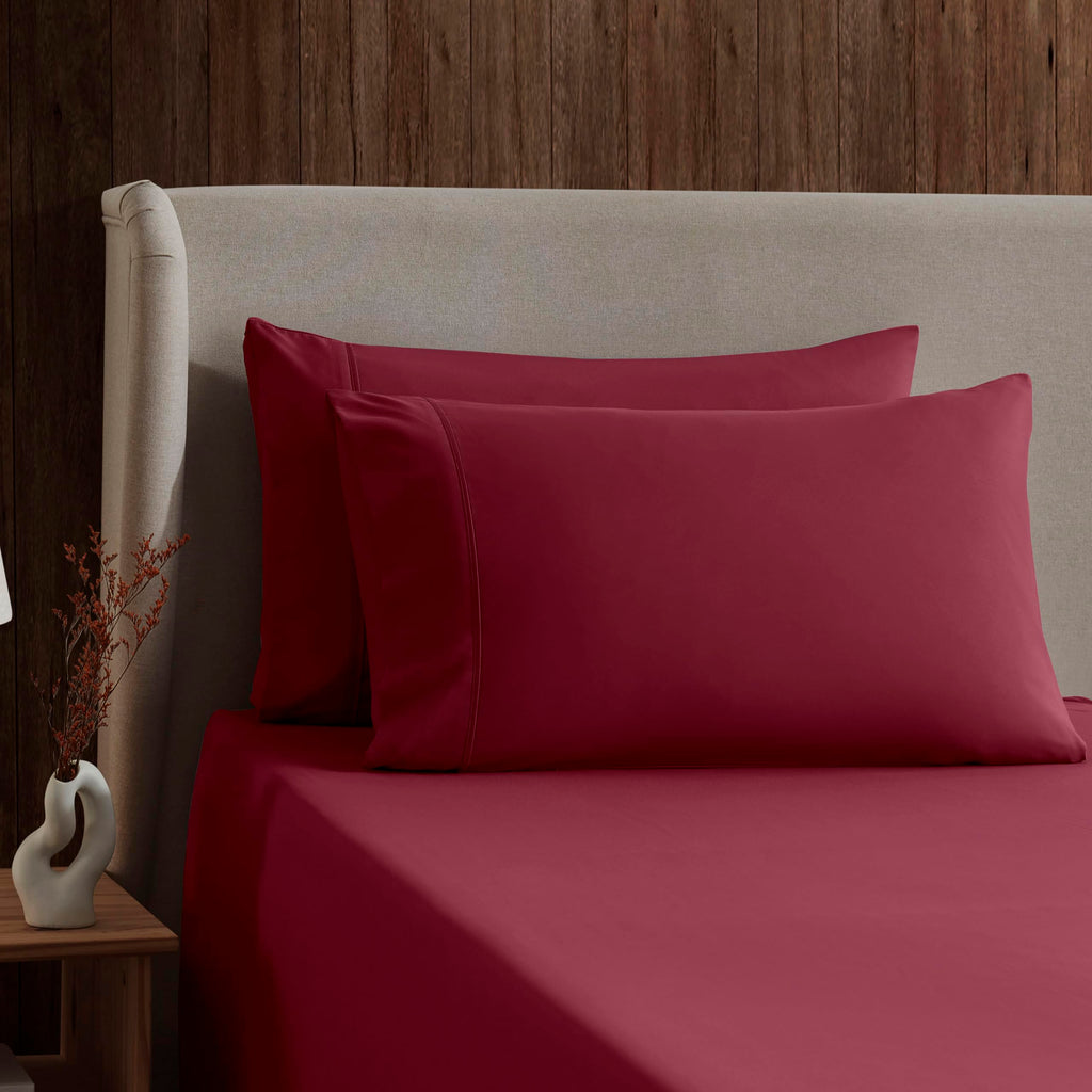 Nestl Full Size Sheet Sets - 4 Piece Full Size Sheets, Deep Pocket, Hotel Luxury, Extra Soft, Breathable And Cooling, Burgundy Red Bed Sheets For Full Size Mattress