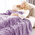 Cute Purple Blanket Soft Fleece Leopard Print Throw Blanket For Couch Sofa Decor Plush Blankets