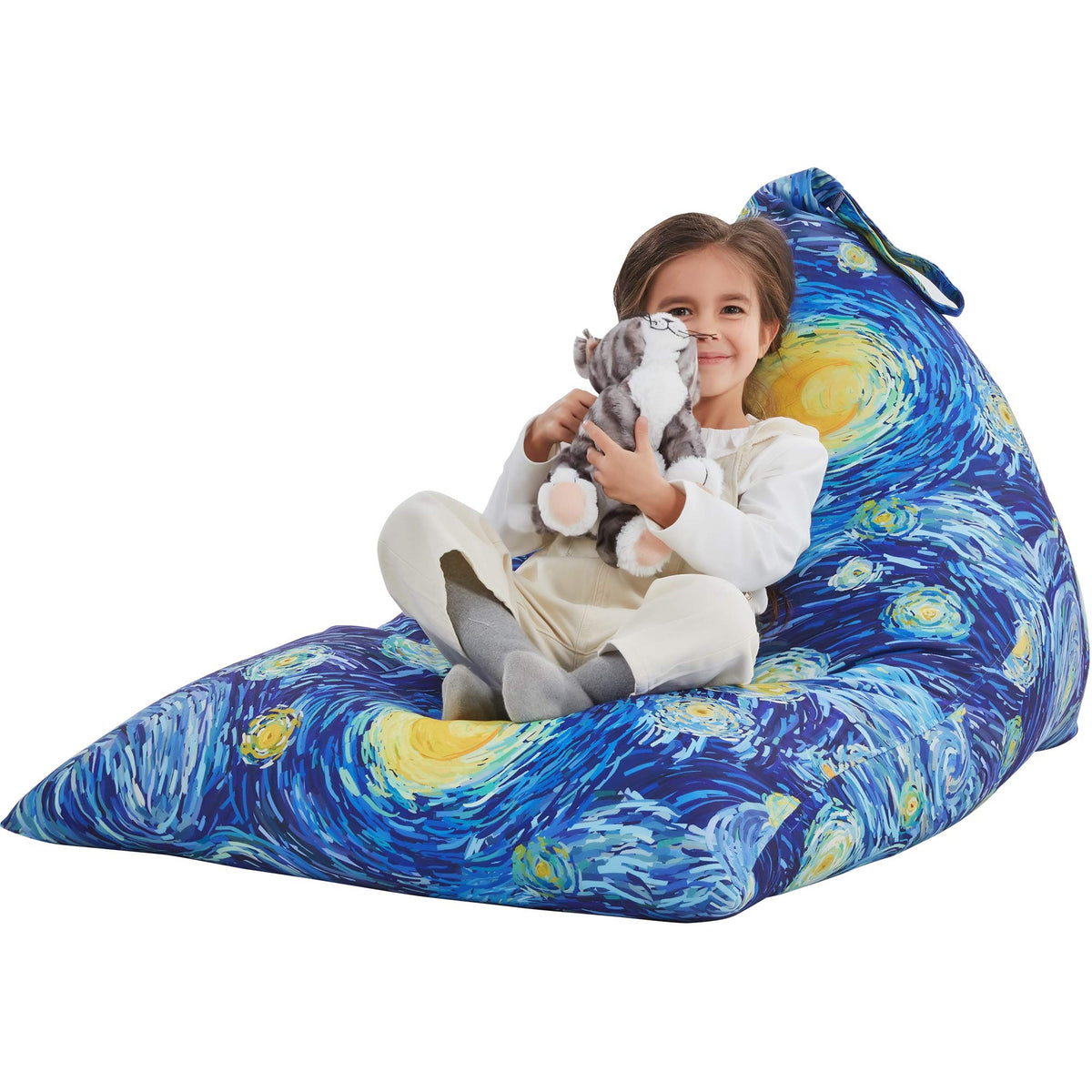 Nobildonna Stuffed Animal Storage Bean Bag For Kids (No Filler), Extra Large 250L Bean Bag Chair Cover Only, Washable Beanbag Without Filling Soft Premium Canvas Stuffable Bean Bag Cover