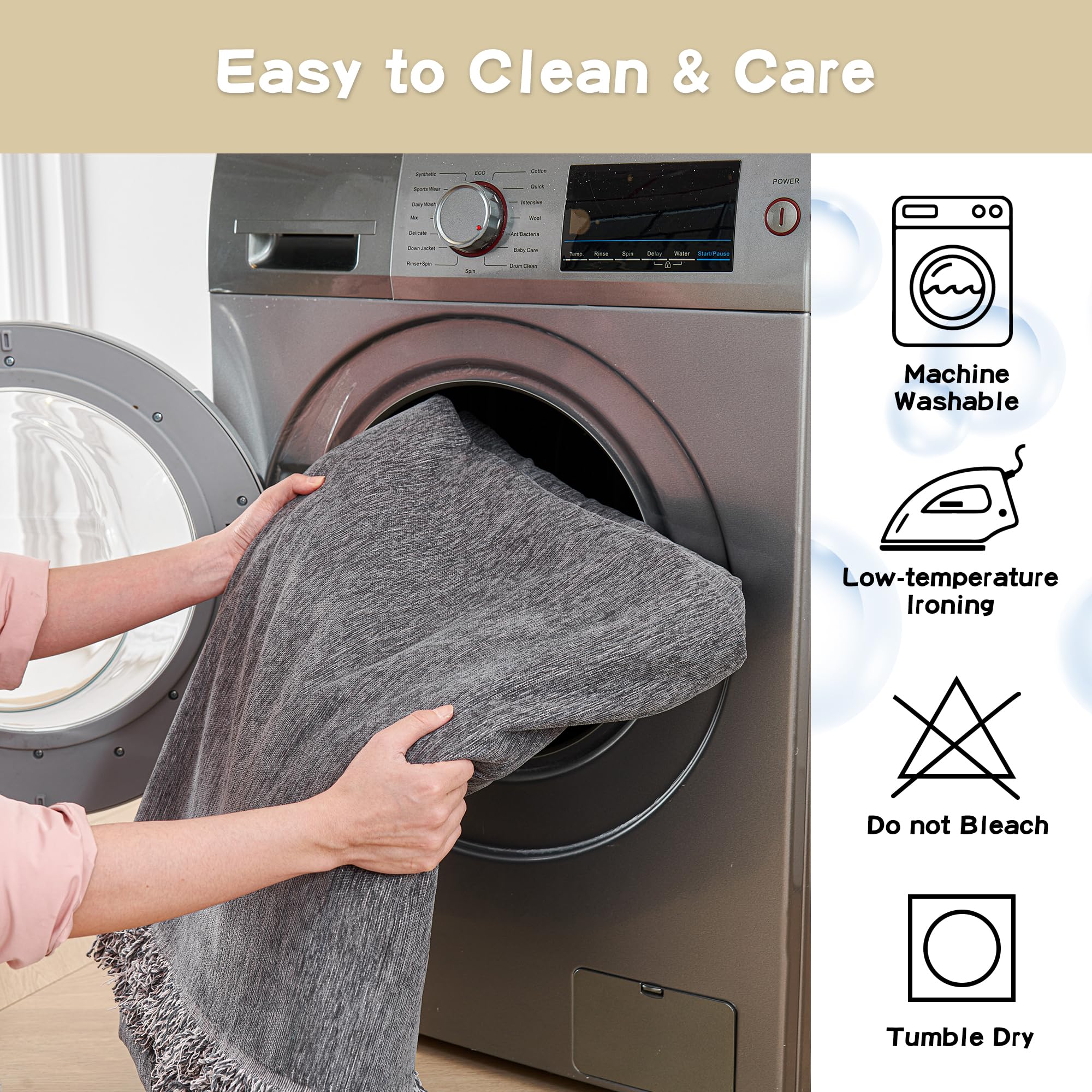 Mysky Home Couch Cover For Sofa Couch Covers For Pets, Non Slip Dogs Furniture Protector With Tassels For Living Room Non Slip W