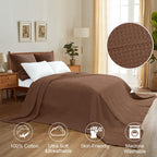 Phf 100% Cotton Waffle Weave Blanket California King Size 120'X 120'- Washed Soft Lightweight Breathable-10'X 10' Huge Extra Large For Couch Bed Sofa-Elegant Aesthetic Home Decoration Gift- Cappuccino