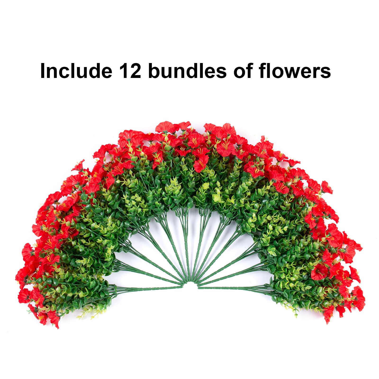 Ivydale Artificial Fake Plants Flowers For Outdoor Outside Summer Fall Decoration, 12 Bundles Faux Silk Realistic Uv Resistant R